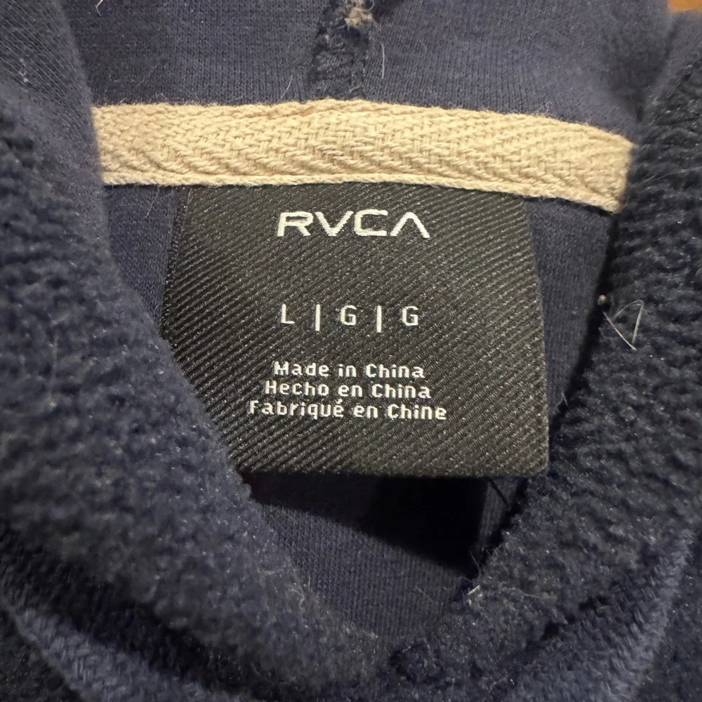 RVCA Griffin Fleece Heavyweight Soft Hoodie Navy Blue Graphic Winged Horse Large